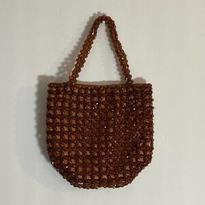 Swee Lo clutch purse bag fancy evening unique  beaded snap closure brown